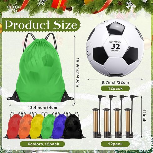 Soulchen 36 Pack Operation Christmas Item Bulk Include 12 Set Deflated Size 5 Soccer Balls with Pumps 12 Set Mini Fishing Kits 12 Drawstring Backpack for Christian Charity Donation Gifts in Saudi Arabia