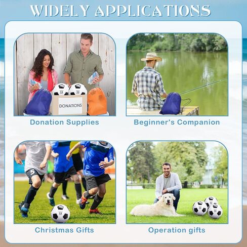 Soulchen 36 Pack Operation Christmas Item Bulk Include 12 Set Deflated Size 5 Soccer Balls with Pumps 12 Set Mini Fishing Kits 12 Drawstring Backpack for Christian Charity Donation Gifts in Saudi Arabia