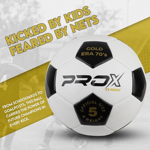 PRO X Classic Soccer Ball, Adult, Youth & Kids Soccer Ball Size 5 & Size 4, Suitable for Indoor and Outdoor Games, Kids Football for Soccer Training Equipment, with Free Soccer Net in Kuwait