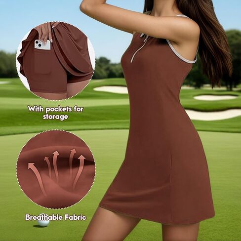 Women’s Sleeveless Golf Dress Zipper Polo Sportswear Athletic Quick Dry Collared Outfit for Golf Tennis and Activewear in Saudi Arabia