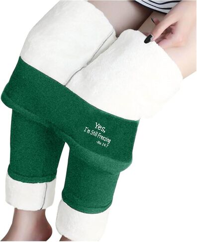 Yes I'm Still Cold-Me 24:7 Fleece Lined Leggings for Women High Waist Thermal Tights Casual Slim Warm Winter Trousers in Saudi Arabia