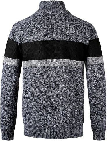 Men's Quarter Zip Sweater Knitted Pullover Long Sleeve Stripe Jumper Sweatshirt in Saudi Arabia