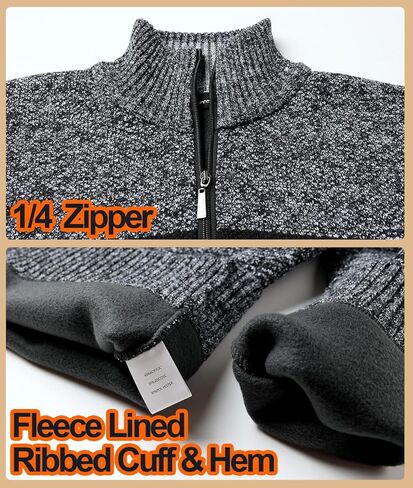 Men's Quarter Zip Sweater Knitted Pullover Long Sleeve Stripe Jumper Sweatshirt in Saudi Arabia