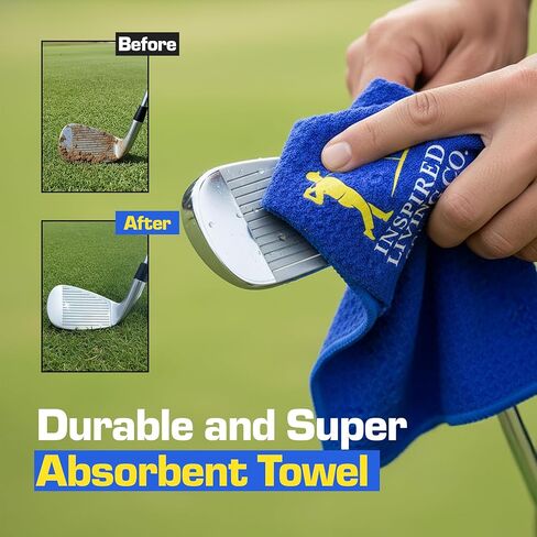 مجموعة أدوات تنظيف نادي الجولف من إنسبايرد ليفينج - فرشاة نادي الجولف الممتازة مع منظف الأخدود ومنشفة الجولف المصنوعة من الألياف الدقيقة - مجموعة تنظيف نادي الجولف للرجال - أداة فرشاة الجولف الأساسية وهدية الجولف للاعبي الجولف in Kuwait