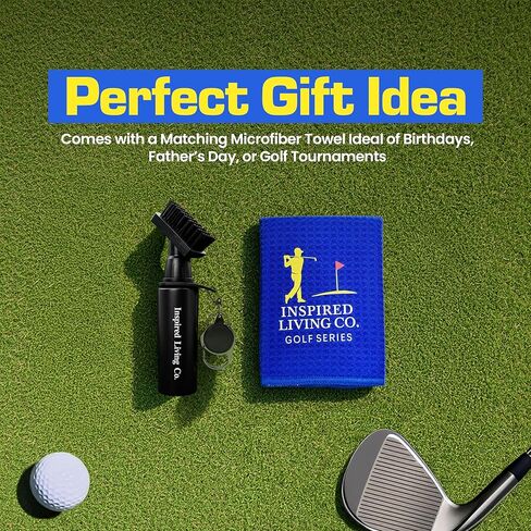 مجموعة أدوات تنظيف نادي الجولف من إنسبايرد ليفينج - فرشاة نادي الجولف الممتازة مع منظف الأخدود ومنشفة الجولف المصنوعة من الألياف الدقيقة - مجموعة تنظيف نادي الجولف للرجال - أداة فرشاة الجولف الأساسية وهدية الجولف للاعبي الجولف in Kuwait