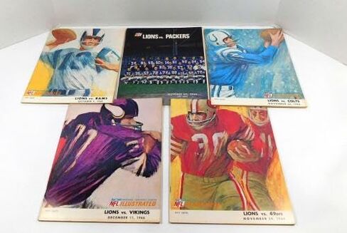 الكثير من (9) برامج مختلفة لكرة القدم في ديترويت لايونز NFL لعام 1966 DA065816 - برامج NFL in Saudi Arabia