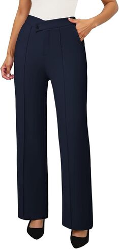 Pink Queen Womens Crossover Dressy Pants Business Casual Work Pants High Waist Pull On Trousers Office Slack in Saudi Arabia
