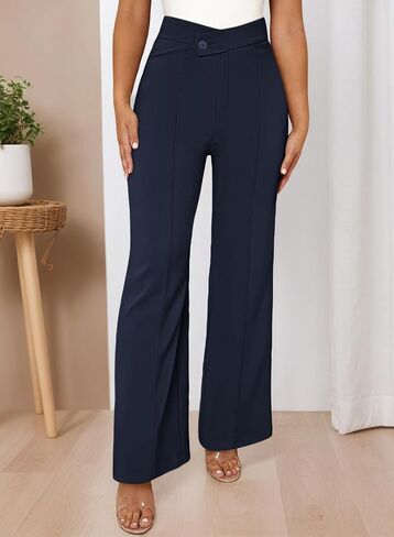Pink Queen Womens Crossover Dressy Pants Business Casual Work Pants High Waist Pull On Trousers Office Slack in Saudi Arabia