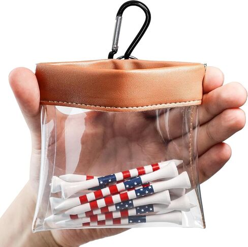 FINGER TEN Transparent Golf Tee Pouch Bag Bamboo Tees Value Pack, Squeeze Top Pocket with Convenient Clip to Store Golf Accessories and Valuables in Saudi Arabia