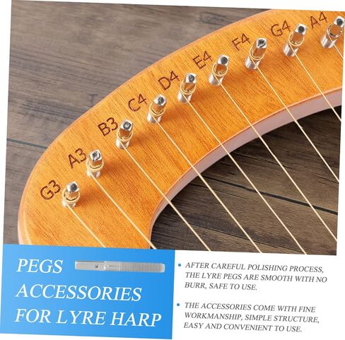 Kisangel 1set Lyre Harp Accessories Chrome Lyre Pegs Stringed Instrument Tuning Pins for Harp in Saudi Arabia
