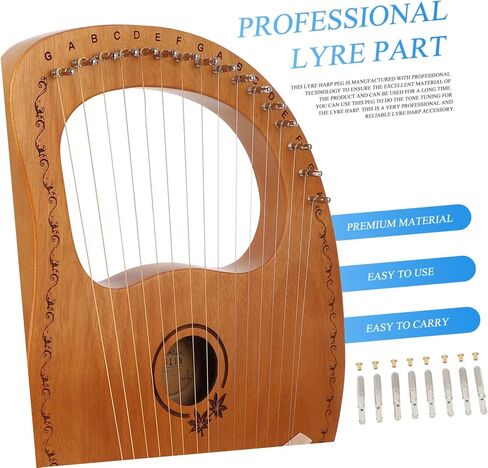Kisangel 1set Lyre Harp Accessories Chrome Lyre Pegs Stringed Instrument Tuning Pins for Harp in Saudi Arabia
