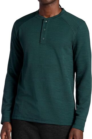 قميص Gaiam الرجالي المريح والرائع Henley، مقاس قياسي، خامة جاكار وافل صغيرة قابلة للتمدد متوسطة الوزن in Saudi Arabia