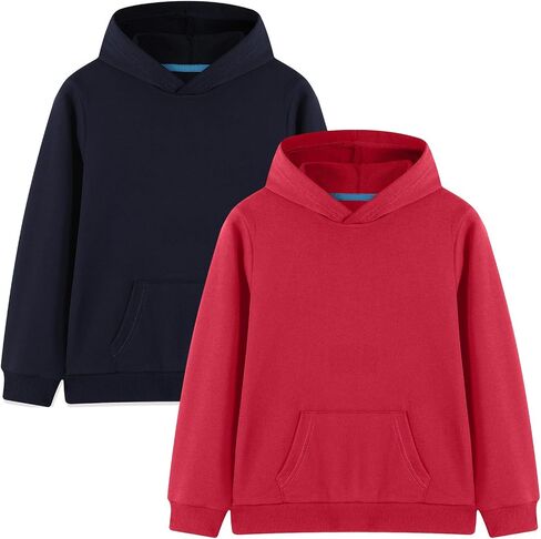 Phedrew 2-Pack Kids Cotton Hoodies الأطفال الصغار ملابس الخريف بلوفر مقنعين بلوزات متوسطة الوزن للبنين والبنات in Kuwait