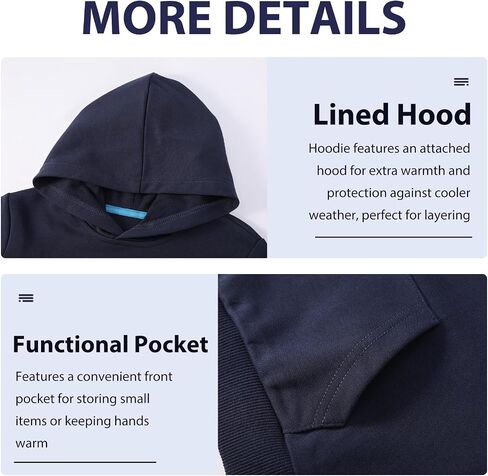 Phedrew 2-Pack Kids Cotton Hoodies الأطفال الصغار ملابس الخريف بلوفر مقنعين بلوزات متوسطة الوزن للبنين والبنات in Kuwait
