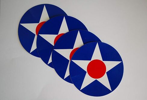 (4 عبوات) ملصقات من الفينيل لسلاح الجو الأمريكي USAAC من الفينيل لطائرات الحرب العالمية الثانية Roundel USAF USA بقطر 4 بوصات (X4PS88) in Saudi Arabia