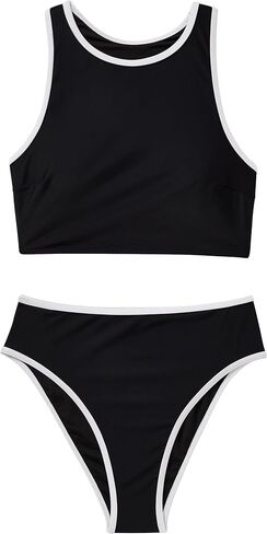 SUUKSESS Women High Waisted Bikini Sets High Neck Sporty Two Piece Swimsuits in Saudi Arabia