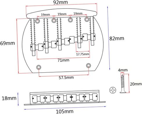 Yardwe Silver Metal 5-String Tremolo Vibrato Bridge Tailpiece for Electric Guitar Compatible with SG Models Includes Screws GA1014 in Saudi Arabia
