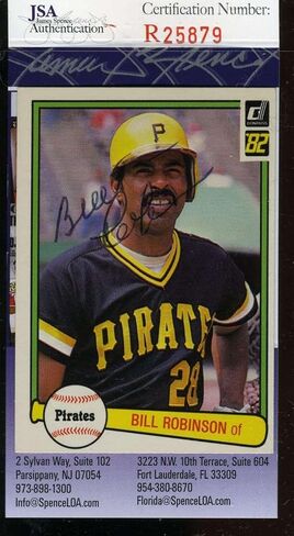 بيل روبنسون Jsa Coa موقعة عام 1982 من Donruss أصلية موقعة يدويًا - بطاقات بيسبول موقعة in Saudi Arabia