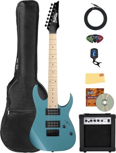 Ibanez GRG7221QA RG Gio 7-String Electric Guitar - Transparent Black Sunburst Bundle with Amp, Gig Bag, Tuner, Instrument Cable, Picks, Austin Bazaar Instructional DVD, and Polishing Cloth in Saudi Arabia
