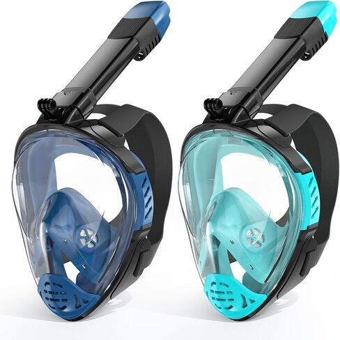 Full Face Snorkel Mask, Snorkeling Gear for Adults, Scuba Mask Diving Dry Top Snorkel Gear with Detachable Camera Mount, 180° Panoramic View Anti-Leak Anti-Fog Travel Package in Saudi Arabia