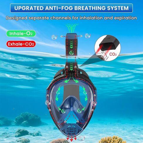 Full Face Snorkel Mask, Snorkeling Gear for Adults, Scuba Mask Diving Dry Top Snorkel Gear with Detachable Camera Mount, 180° Panoramic View Anti-Leak Anti-Fog Travel Package in Saudi Arabia