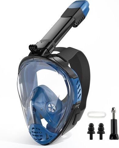 Full Face Snorkel Mask, Snorkeling Gear for Adults, Scuba Mask Diving Dry Top Snorkel Gear with Detachable Camera Mount, 180° Panoramic View Anti-Leak Anti-Fog Travel Package in Saudi Arabia