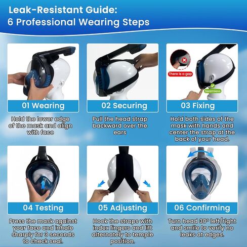Full Face Snorkel Mask, Snorkeling Gear for Adults, Scuba Mask Diving Dry Top Snorkel Gear with Detachable Camera Mount, 180° Panoramic View Anti-Leak Anti-Fog Travel Package in Saudi Arabia
