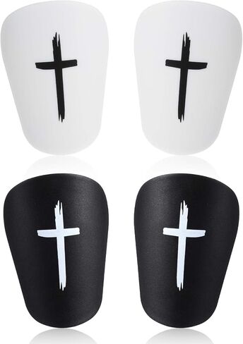 4Pcs Mini Soccer Shin Guards, Small Shin Pads for Soccer, Lightweight & Breathable Protective Gear for Kids and Teens 3.15 x 2 Inch, Black & White in Saudi Arabia