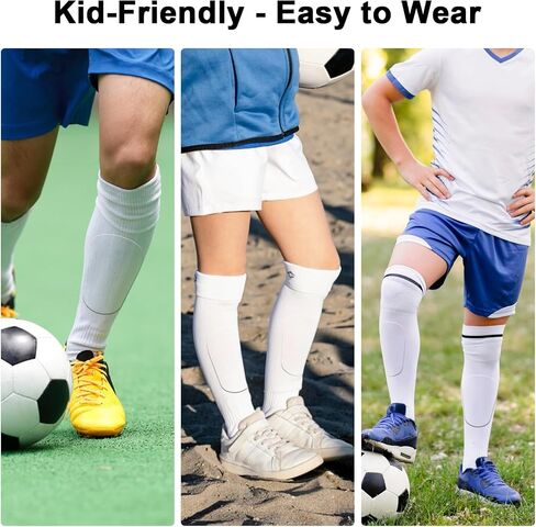 4Pcs Mini Soccer Shin Guards, Small Shin Pads for Soccer, Lightweight & Breathable Protective Gear for Kids and Teens 3.15 x 2 Inch, Black & White in Saudi Arabia