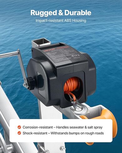 VEVOR Electric Boat Winch, 12V DC 300W, Reversible Electric Trailer Winch for Boats Up to 2000 lbs, Power-in, Power-Out, and Freewheel Operations for Boats with Wired Remote Control & Hand Crank in Kuwait