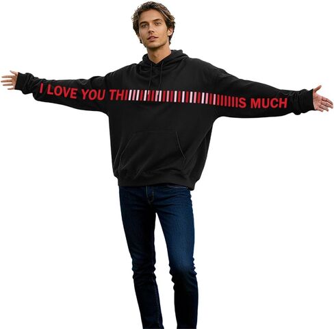 أنا أحبك كثيرًا هوديس للرجال في عيد الحب، سويت شيرت عصري كبير الحجم بأكمام طويلة، بلوفر كاجوال in Saudi Arabia