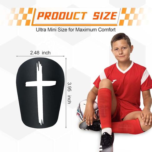 2 Pairs Mini Soccer Shin Guards for Kids Youth & Adults - Ultra Lightweight Small Shin Pads, Comfortable Fit for Football, Indoor Soccer, Training (3.95" x 2.48") in Kuwait