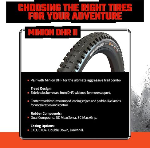 Minion DHR II Mountain Bike Tire - Bundle with Cycle Crew Tire Lever | Excellent Braking and Cornering Traction in Steep Terrain in Saudi Arabia