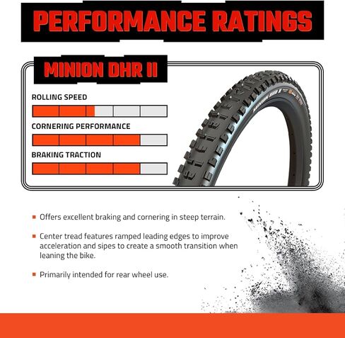 Minion DHR II Mountain Bike Tire - Bundle with Cycle Crew Tire Lever | Excellent Braking and Cornering Traction in Steep Terrain in Saudi Arabia
