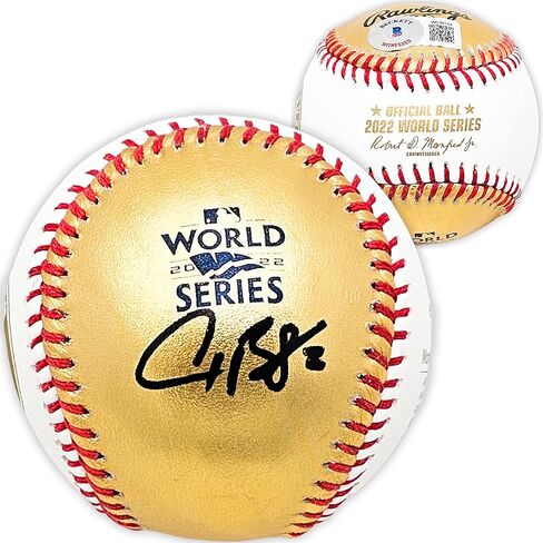Alex Bregman Autographed Official 2022 Gold World Series Gold M.L.B Baseball Astros Beckett BAS Witness Stock #215394 in Saudi Arabia