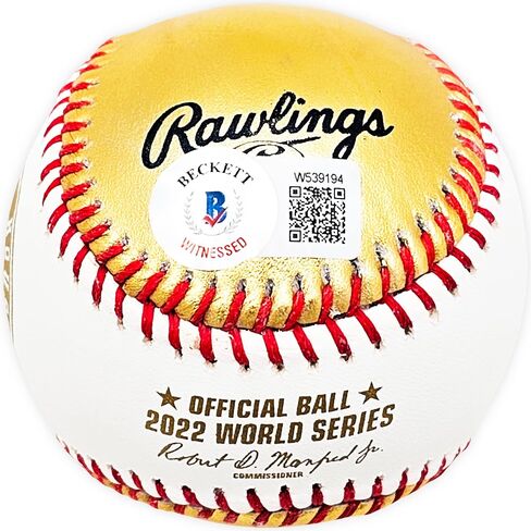 Alex Bregman Autographed Official 2022 Gold World Series Gold M.L.B Baseball Astros Beckett BAS Witness Stock #215394 in Saudi Arabia