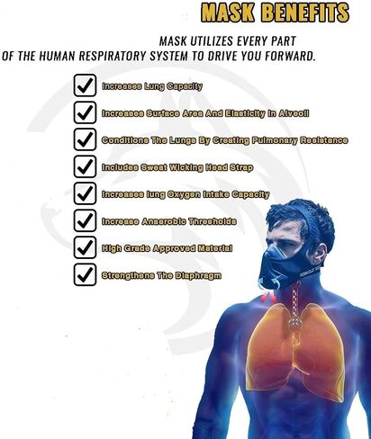 High Altitude Mask, Training Workout Mask Men to Improve Lung Capacity, 24 Level Breathing Resistance Fitness Mask to Upgrade Endurance, for All Sport: Running, Cardio, Cycling, Gym in Saudi Arabia