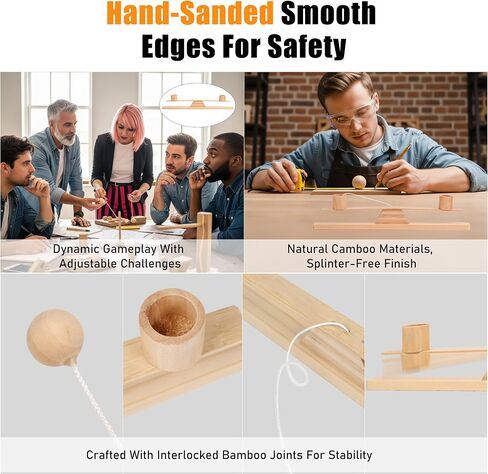 Ring Toss Game, Portable Wooden Tabletop Game for Teens & Adults, Skill Development & Dexterity Challenge, Office Desk Travel Party Camping Game Night Fun in Saudi Arabia