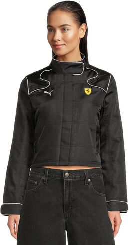 PUMA Women's Standard Scuderia Ferrari Premium Racing Jacket, Black in Saudi Arabia