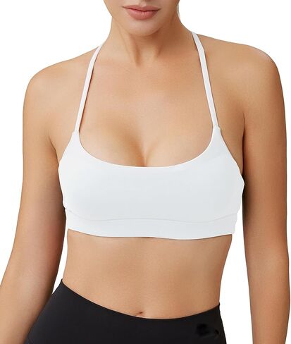 حمالة صدر رياضية للسيدات بأشرطة سباغيتي ملونة وحمالات صدر - رقبة مربعة وظهر متقاطع للتمرين، قطع علوية قصيرة مبطنة in Kuwait