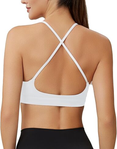 حمالة صدر رياضية للسيدات بأشرطة سباغيتي ملونة وحمالات صدر - رقبة مربعة وظهر متقاطع للتمرين، قطع علوية قصيرة مبطنة in Kuwait