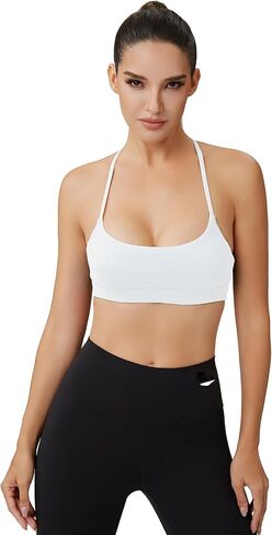 حمالة صدر رياضية للسيدات بأشرطة سباغيتي ملونة وحمالات صدر - رقبة مربعة وظهر متقاطع للتمرين، قطع علوية قصيرة مبطنة in Kuwait