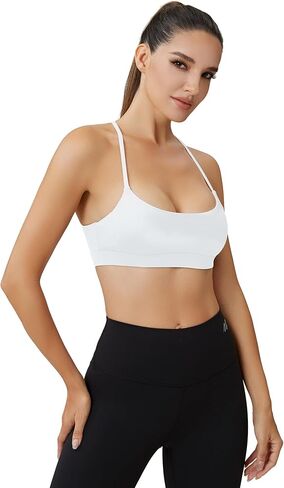 حمالة صدر رياضية للسيدات بأشرطة سباغيتي ملونة وحمالات صدر - رقبة مربعة وظهر متقاطع للتمرين، قطع علوية قصيرة مبطنة in Kuwait