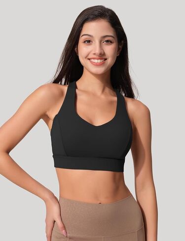 Sports Bras for Women Criss Cross Back - V Neck Adjustable Wide Straps High Support Removable Pad Gym Crop Tank Tops in Saudi Arabia