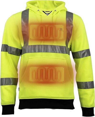 Fieldsheer Hi-Vis Pullover Heated Hoodie for Men with Multi-Zone Heating Elements and Four Heat Settings - ANSI Certified in Saudi Arabia