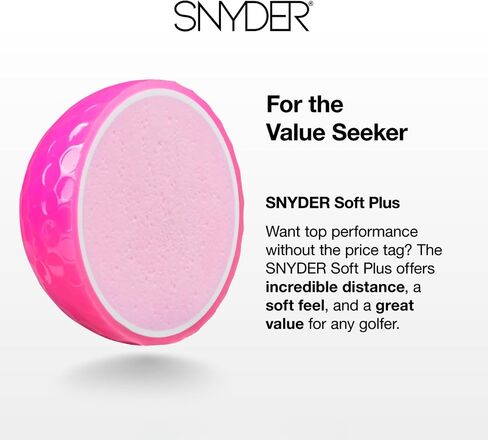 Snyder USA Soft Plus Golf Balls - 2-Piece Construction Soft Golf Ball, Ultra-Low 60 Compression, 440 Dimples, Colored Golf Balls 12 Pack in Saudi Arabia