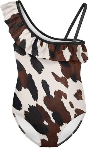 Girls One Piece Swimsuits Ruffle One Shoulder Toddler Bathing Suit Quick Dry Swimwear with Adjustable Strap 3-14Y in Saudi Arabia
