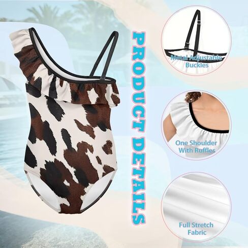 Girls One Piece Swimsuits Ruffle One Shoulder Toddler Bathing Suit Quick Dry Swimwear with Adjustable Strap 3-14Y in Saudi Arabia