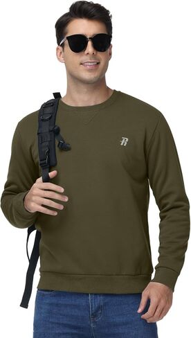 Runhit Men's Crewneck Sweatshirt - Warm Sherpa Lined Fleece Sweatshirts Long Sleeve Thermal Pullover Shirt for Winter in Saudi Arabia
