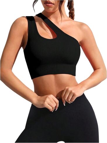 حمالة صدر رياضية للنساء من SweatyRocks بكتف واحد وحمالة صدر لليوجا وتمارين رياضية للجري وصالة الألعاب الرياضية in Kuwait
